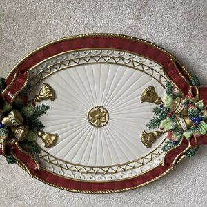 Fitz & Floyd Christmas Deer Oval Serving Platter